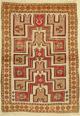Antiker Manastir, Türkei, um 1900, Wolle auf Wolle, ca. 153 x 110 cm, EHZ: 3(fachkundig restauriert).