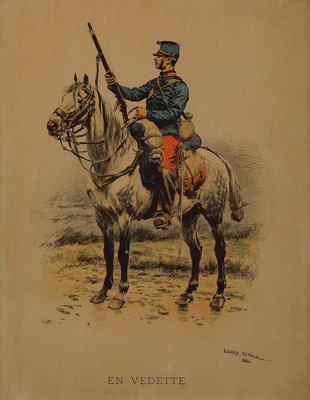 Edouard Detaille, 1848 Paris - 1912 ebenda, Schüler von Ernst Meissonier, Beteiligung am Dt.-Frz.-Krieg, aufgrund der Erfahrungen des Krieges ...