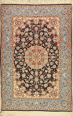 Esfahan fein, Persien, um 1960, Korkwolle auf Seide, ca. 160 x 108 cm, ca. 1,0 Mio. Kn/qm, EHZ: 2