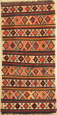 Shahsawan Kelim, Persien, um 1920, Wolle auf Wolle, ca. 296 x 140 cm, EHZ: 5-6