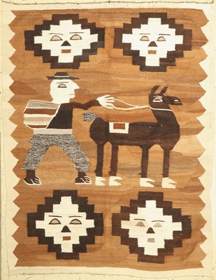 Seltener Navaho Kelim alt, Südamerika, um 1940, Alpakawolle, ca. 185 x 145 cm, EHZ: 2