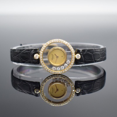 CHOPARD Happy Diamonds Damenarmbanduhr in GG 750/000 mit Diamanten, Schweiz um 1995, quarz, Ref. 4052, beids. vergl. Geh. seitl. besch., Lünette & ...