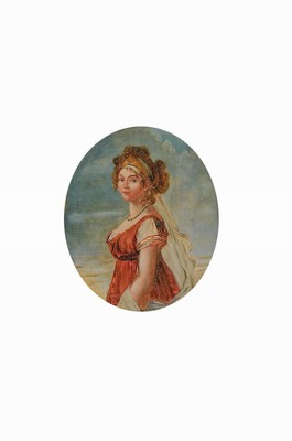 Unbekannter Künstler, um 1900, Porträt einer Frau im Biedermeiergewand, Öl/Lwd, unsign., ca. 40x30cm, R. ca. 56x46cm