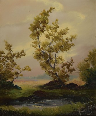 Karl Philipp Spitzer, 1887-1954 Speyer, Bäume am Wasser, Öl/Hartfaser, rechts unten 64x53cm, R. ca. 76x65cmR. ca. 102x96cm