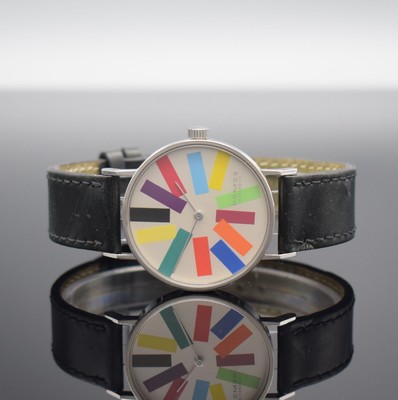 NOMOS Tangente Klaus Schmitt auf 12 Stück limitierte Armbanduhr, Deutschland um 2006, Handaufzug, 3-teil. Gehäuse in Edelstahl, Boden & Glasrand ...