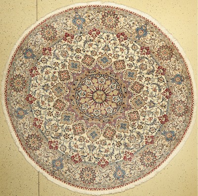Nain fein Rund(6 La), Persien, ca. 50 Jahre, Korkwolle mit Seide, durchm.ca. 214 cm,ca.1,0 Mio. Kn/qm, EHZ: 2