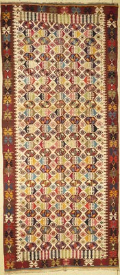 Antiker Konya Kelim, Türkei, (Hothames), 19. Jhd, Wolle auf Wolle, ca. 360 x 158 cm, EHZ: 2-3