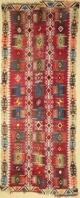 Antiker Anatol Kelim, Türkei, um 1900, Wolle auf Wolle, ca. 400 x 160 cm, EHZ: 3