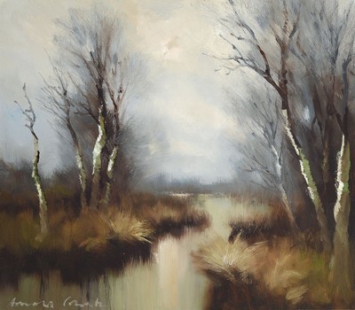 Arnold Schatz, 1929 Stepenitz-1999 Bielefeld, Moorlandschaft, Öl/Lwd, links unten signiert, ca. 70x80cm, R. ca. 87x98cm