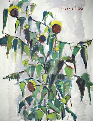 Gernot Kissel, 1939-2008, "Sonnenblumen", Öl/Lwd, oben rechts sign., dat. 80, ca. 142x112 cm