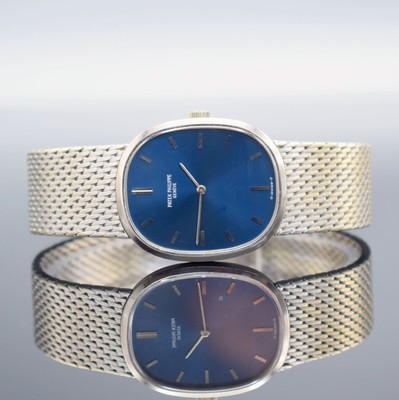PATEK PHILIPPE Herrenarmbanduhr Modellserie Ellipse d´Or Referenz 3748/1 in WG 750/000, Handaufzug, Schweiz um 1978, 3-teil. Geh. inkl. orig. Band, ...