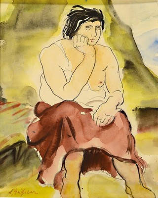 Senta Geissler, 1902 Heidelberg - 2000, 3 Aquarelle/Pastellzeichnungen, a. "Frau am strand", 19.XI. 1931, im PP. bez. und datiert, signiert ...