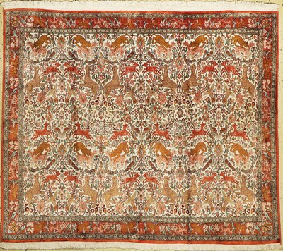 Kaschmir, Indien, ca. 50 Jahre, Kunstseide,ca. 175 x 150 cm, EHZ: 2