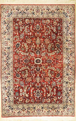 Esfahan fein, China, ca. 50 Jahre, Korkwolle, ca. 288 x 182 cm, EHZ: 2-3, (Fleckig)