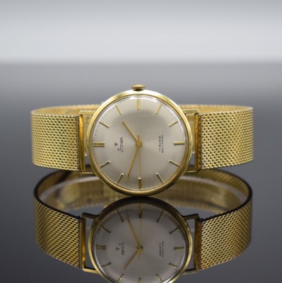 STOWA Herrenarmbanduhr in GG 585/000, Deutschland um 1965, Handaufzug, Boden aufgedr., verg. Band, vers. Zifferbl. m. gold. Ind. & Zeigern, Kal. PUW ...
