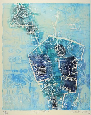 Shoichi Hasegawa, geb. 1929, "Le jardian celeste", rechts unten sign., num. 78/100, ca. 76x57 cm