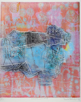 Shoichi Hasegawa, geb. 1929, "Univers Luminesant", Farbradierung, re. unten sign., num. 80/110, ca. 76x57 cm