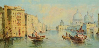 W. Meadows, englischer Maler um 1900, Venedig, Ansicht vom Canale Grande, Öl/Lwd, impressionistische lichtdurchflutete Malerei, rechts unten ...