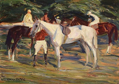 Otto Dill, 1884 Neustadt - 1957 Bad Dürkheim , Studium an der Akademie München, Meisterschüler von Heinrich v. Zügel, am Sattelplatz, Öl/Lwd, ...