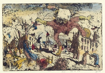 Horst Janssen, 1929 - 1995, Aquarell über Radierung auf Japanbütten, re. unten handsigniert und dat. (19)86, zusätzlich hat Horst Janssen die ...