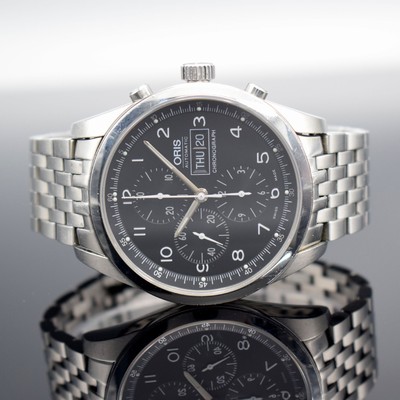 ORIS Classic XXL Herrenarmbanduhr mit Chronograph in Stahl Referenz 7515, Schweiz um 2005, Automatik, beids. vergl. Geh., vorne Saphirglas, Boden ...
