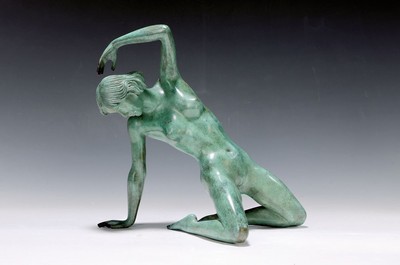 Arno Breker, 1900-1991, Bronzeskulptur, "Grazie", seltene grüne Variante, sign., num. 103/300, Stempel Venturi Arte, ca. 22x26x18 cm