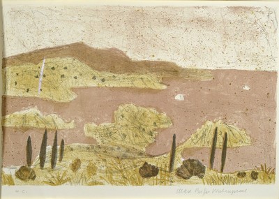 Max Peiffer-Watenphul, 1896 Weferlingen-1976 Rom, Toskanische Landschaft, Farblithografie, handsigniert, bezeichnet H.C., ca. 28x42cm, Blattgr. ca. ...