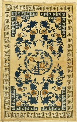 Antiker Ning-Hsia, China, Anfang 19. Jhd, Wolle geknüpft auf Baumwolle, ca. 150 x 95 cm, Altersbedingt guter Zustand
