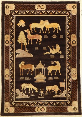 Antiker Pao Tow, China, um 1900, Wolle geknüpft auf Baumwolle, ca. 180 x 125 cm, EHZ:2-3