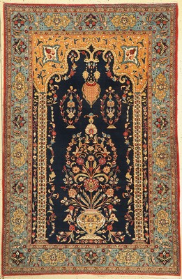Ghom Kork alt, Persien, um 1950, Korkwolle mit Seide geknüpft auf Baumwolle, ca, 215 x 142 cm, EHZ: 2-3