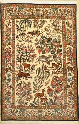 Ghom Kork fein, Persien, ca. 50 Jahre, Korkwolle mit Seide geknüpft auf Baumwolle, ca, 214 x 140 cm, EHZ: 2
