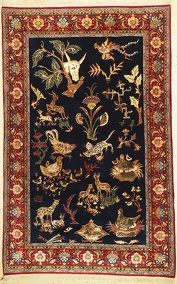 Ghom Kork fein, Persien, um 1960, Korkwollemit Seide geknüpft auf Seide, ca. 214 x 137 cm, EHZ: 2 (Sehr guter Zustand)