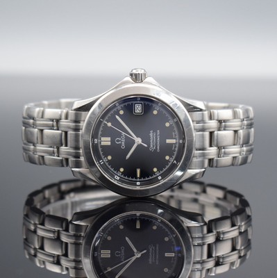 OMEGA Seamaster Chronometer Herrenarmbanduhr in Stahl Referenz 168 1501, Schweiz um 1985, Automatik, Boden & Krone verschr., schwarzes Zifferbl., ...