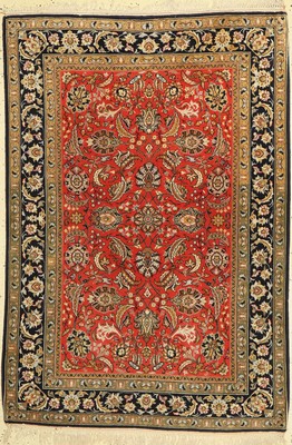 Esfahan fein, Persien, ca. 60 Jahre, Korkwolle mit und auf Seide, ca. 170 x 108 cm,EHZ: 2-3, (Abrasch)