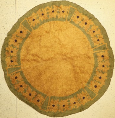 Aubusson Teppich rund, Europa, um 1940, Wolle auf Baumwolle, durchme.ca, 210 cm, aus 2Bahnen, EHZ: 2(2 kleiner Löcher)