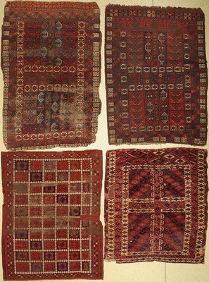 4 Antike Engsi, Turkmenistan, 19. Jhd, Wolle auf Wolle, ca. 175 x 140 cm, EHZ: 3-5