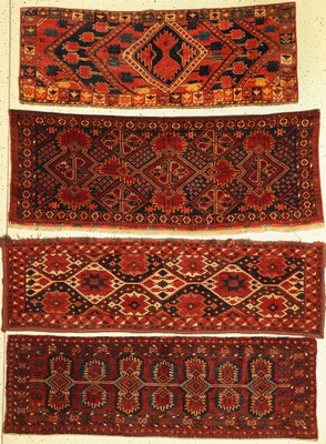 4 Antike Torba, Turkmenistan, 19. Jhd, Wolle auf Wolle, ca. 150 x 55 cm, EHZ: 2-3