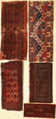 5 Antike Torba, Turkmenistan, 19. Jhd, Wolle auf Wolle, ca. 95 x 45 cm, EHZ: 4-5