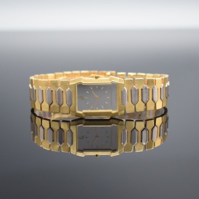 LAMBORGHINI Damenarmbanduhr in GG 750/000, Schweiz um 1980, quarz, Boden 8-fach verschr., orig. Gliederband in GG & WG 750/000, Spiegel-Zifferbl. m. ...