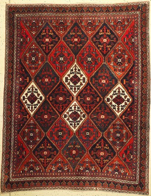 Khamseh alt, Persien, um 1950, Wolle auf Baumwolle, ca. 200 x 160 cm, EHZ: 2-3