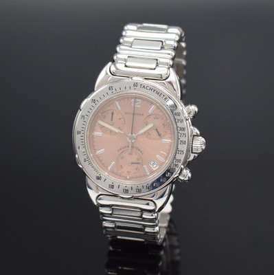 BUCHERER Armbandchronograph Referenz 251.502, Schweiz um 2010, quarz, Edelstahlgeh. inkl.orig. Gliederband m. dopp. Faltschl., Boden aufgedr., ...