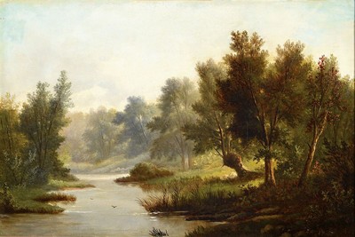 Alfred Stone, 1840, englischer Künstler des 19.Jh., pastorale Flusslandschaft in typ. englischer Manier, atmosphärische u. realitätsnahe ...