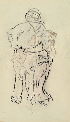 Heinrich Zille, 1858 Radeburg-1929 Berlin, Heimkehrer, Bleistiftzeichnung mit kleiner Höhung in Rot, rückseitig Nachlaßstempel und Widmung des ...