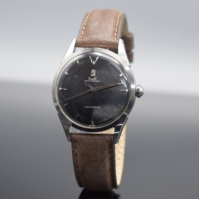 PAUL DITISHEIM/SOLVIL Chronometer seltene Armbanduhr in Stahl, Schweiz um 1960, Automatik, 3-tlg. Geh., Boden & Glasrand aufgedr., sehr schönes & ...