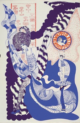 Konvolut aus 44 seltenen psychedelischen und Kultplakaten/Grafiken, 1960-80er Jahre, D/GB/NL, geometrisierende Grafikplakate mit ...