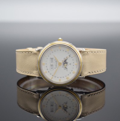BLANCPAIN Armbanduhr mit Vollkalender Kaliber 953, Schweiz um 1985, Automatik, Edelstahl & Gold komb., Boden aufgedr., Korrekturdr. im Geh. eingel., ...