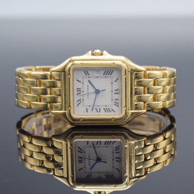 CARTIER Panthere Armbanduhr in GG 750/000 mit GG 750/000 Band, Schweiz um 1990, quarz, 2 -teil. Geh., Boden m. Monogramm 8-fach verschr., Gliederband ...