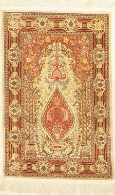 Hereke Seide fein Signiert, Türkei, um 1950, reine Naturseide, ca. 111 x 75 cm, EHZ: 2-3