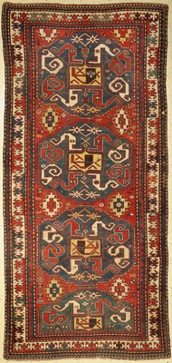 Wolkenbandkazak (Chondsoresk) antik, Kaukasus, um 1880, Wolle auf Wolle, ca. 276 x 130 cm. Es handelt sich um ein sehr seltenen antiken Wolkenband ...