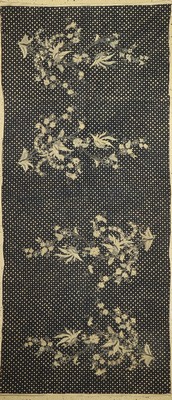 Batik Sarong, traditionelle Kleidung, Allover-Muster mit Blumen und Pflanzen, handbedruckt, Indigoblau, Yogyakarta, Indonesien, um 1940/50, ...